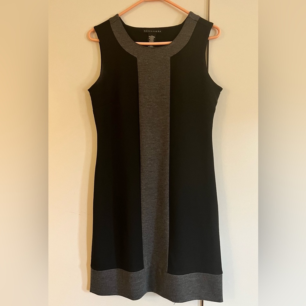 Apostrophe Sleeveless Black/Gray Dress Size Small